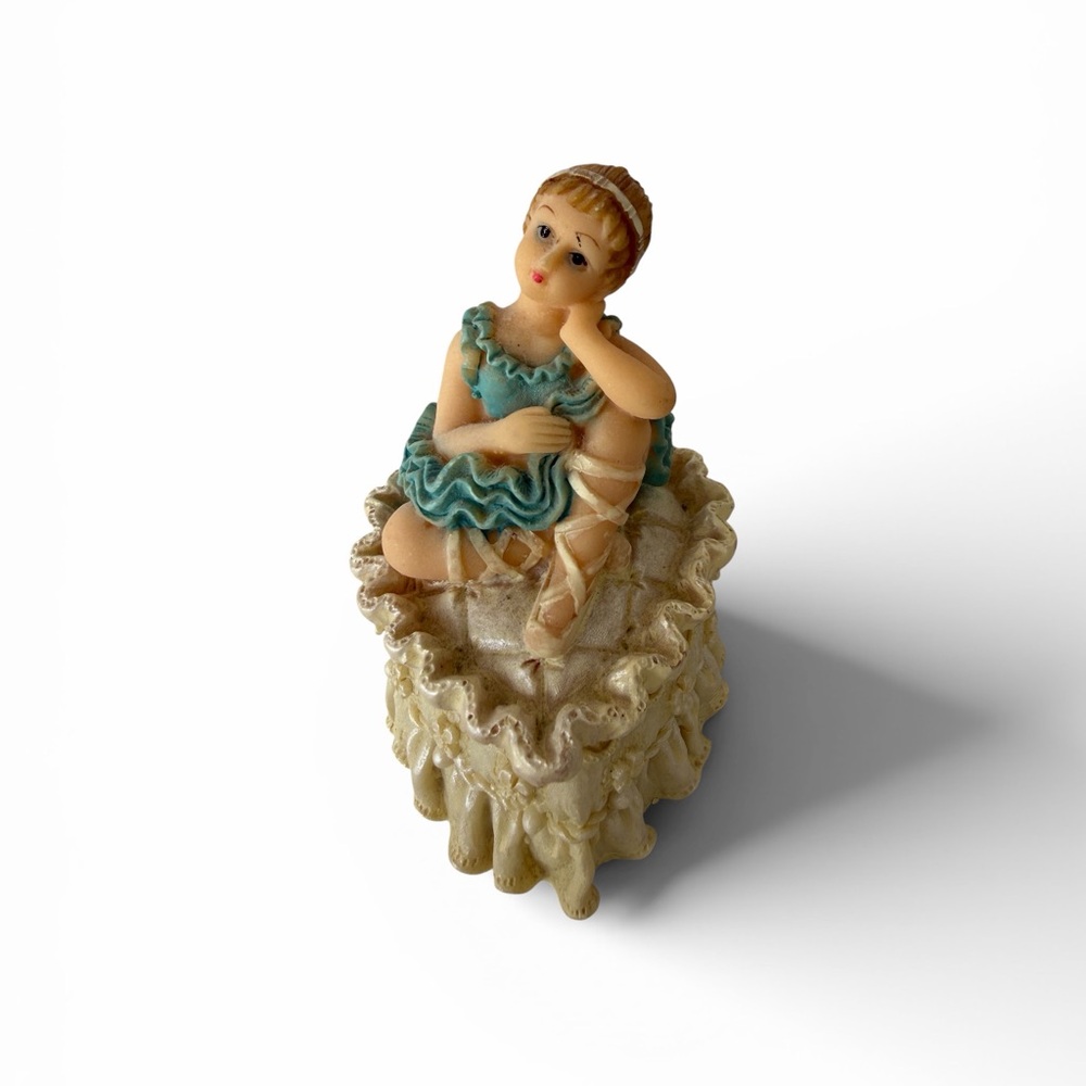 Vintage Ballerina Jewelry Box Heart Trinket Box Figurine